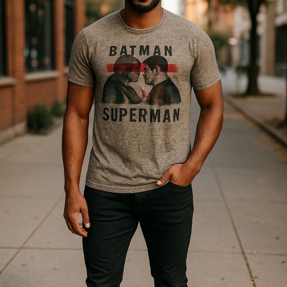 Old Navy Batman Superman Graphic Tee‎ - Gray